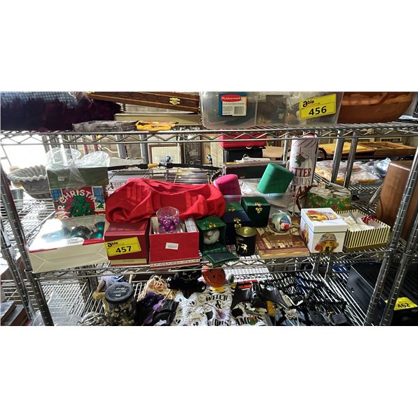 SHELF OF ASSORTED CHRISTMAS DECORATIONS