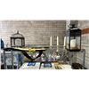 Image 1 : WILSON TENNIS RACKET W/CASE, CANDELABRA & BLACK METAL & GLASS CANDLE LANTERN