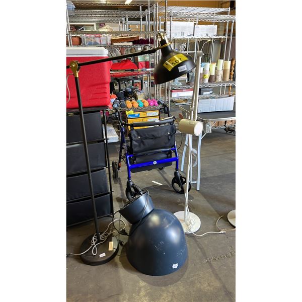 IKEA PENDANT LAMP & (2) ADJUSTABLE SWING ARM FLOOR LAMPS