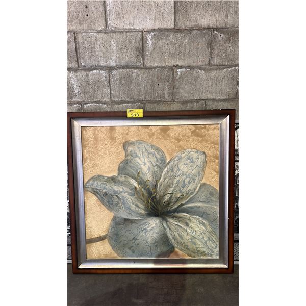 LARGE FRAMED FLOWER PRINT ON STRETCHED CANVAS