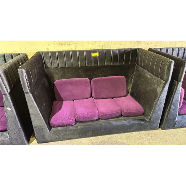 FANCY VELOUR SOFA ( SOME CUSHIONS MISSING )