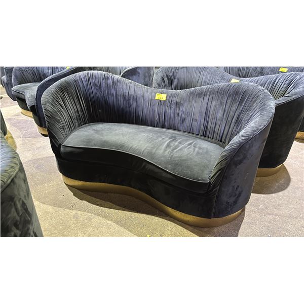 VELOUR SOFA WITH GOLD ACCENT