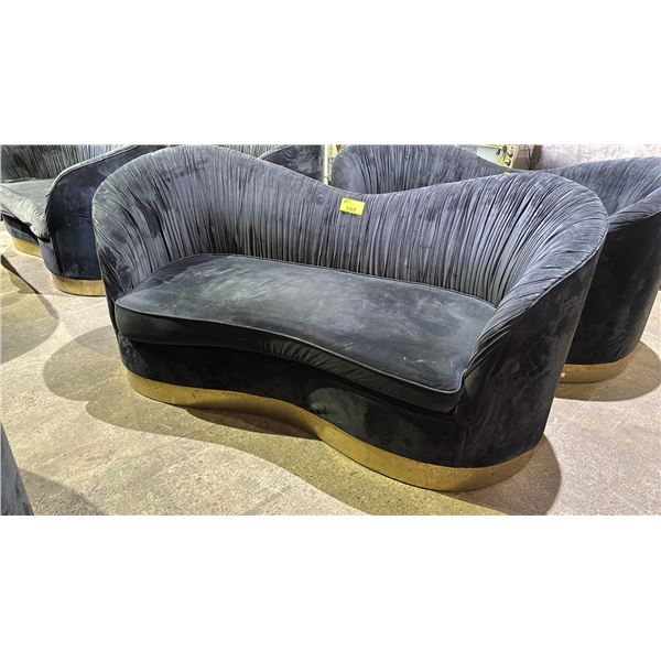 VELOUR SOFA WITH GOLD ACCENT