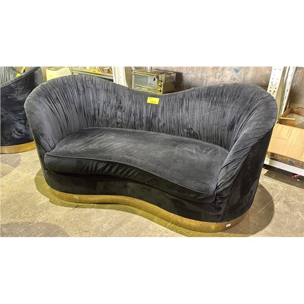 VELOUR SOFA WITH GOLD ACCENT