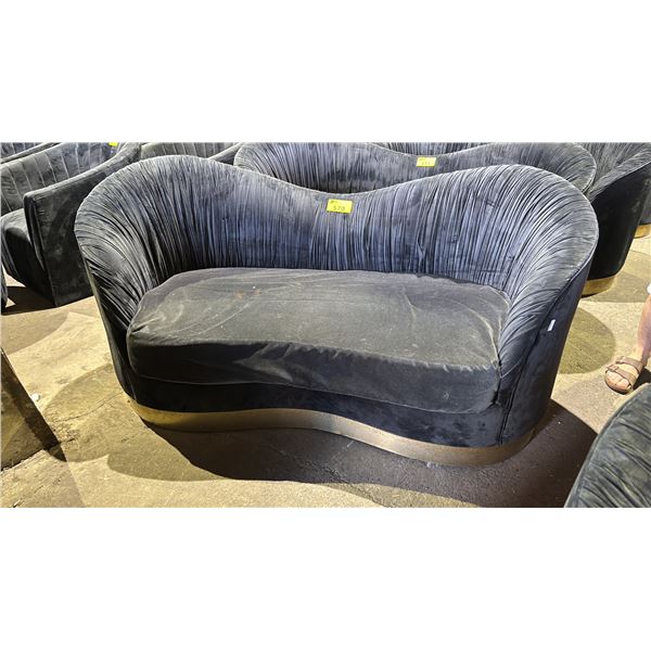 VELOUR SOFA WITH GOLD ACCENT