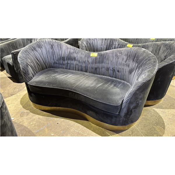 VELOUR SOFA WITH GOLD ACCENT