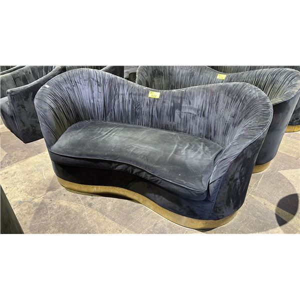 VELOUR SOFA WITH GOLD ACCENT