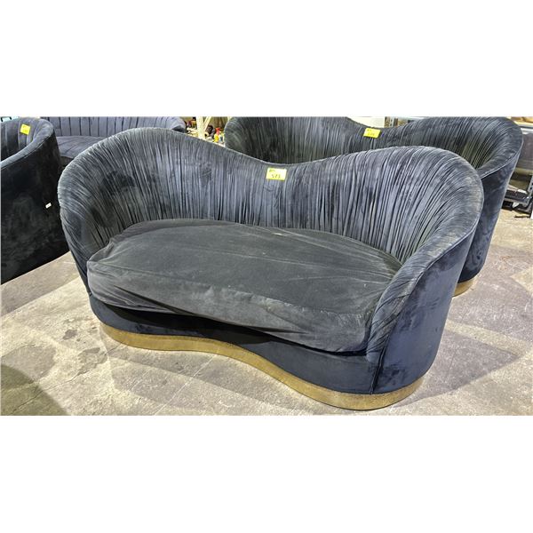 VELOUR SOFA WITH GOLD ACCENT