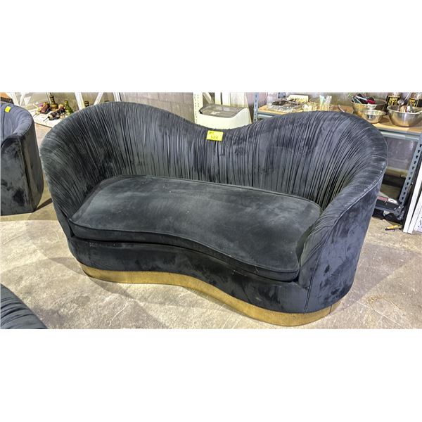 VELOUR SOFA WITH GOLD ACCENT