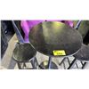 Image 3 : BAR HEIGHT WOODEN ROUND TABLE WITH METAL BASE AND 2 STOOLS