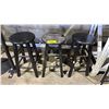 Image 2 : 3 WOODEN STOOLS WITH 2 METAL TABLE BASES