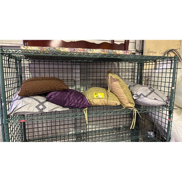 SHELF OF ASSORTED CUSHIONS