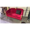 Image 1 : RED VELVET SOFA (CUSHIONS DAMAGED)