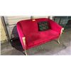 Image 2 : RED VELVET SOFA (CUSHIONS DAMAGED)