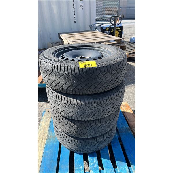 SET OF 4 CONTINENTAL VIKINGCONTACT7 215/65R17 T XL TIRES MOUNTED ON 5 BOLT METAL RIMS