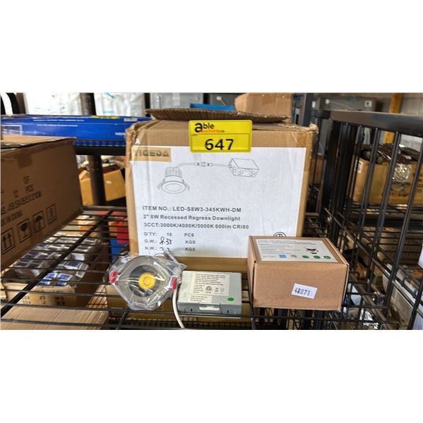 CASE OF 18 YIGEDA 2 INCH 8W RECESSED REGRESS DOWN LIGHT