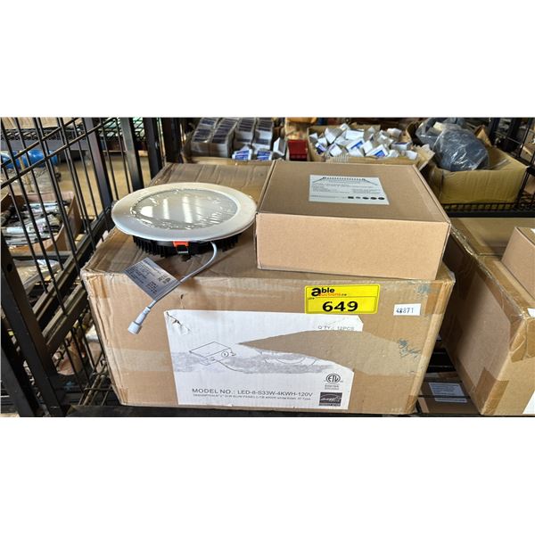 CASE OF 12 8INCH/2 INCH 33W SLIM PANEL 4000K LIGHTS