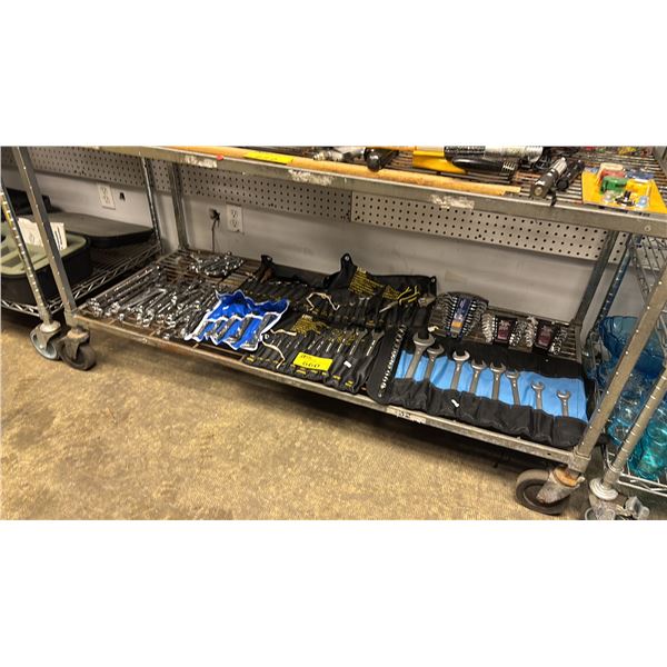 SHELF OF ASSORTED WRENCH KITS AND WRENCHES