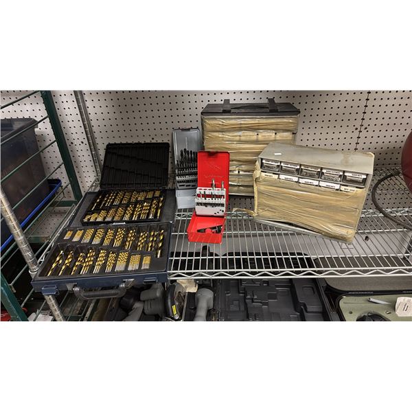 4 ASSORTED DRILL BITS SET AND 2 HARDWARE ORGANISERS WITH CONTENT