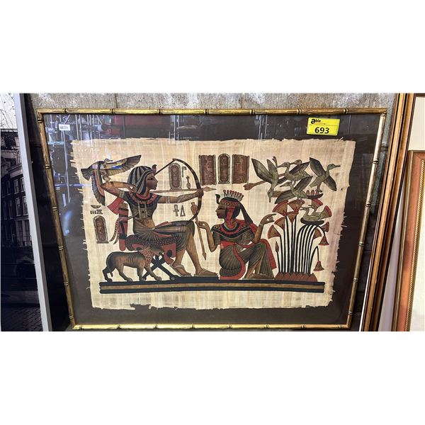 FRAMED EGYPTIAN PAPYRUS PAINTING