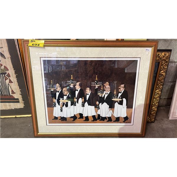 FRAMED GUY BUFFET "CHARGE OF THE FLOWER BOTTLE BRIGADE" PRINT