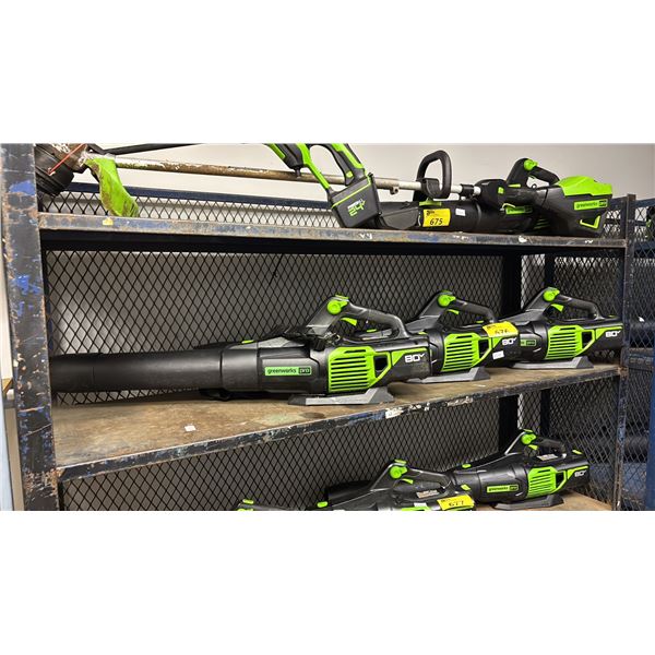 SHELF OF GREENWORK PRO CORDLESS BLOWERS