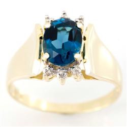 1.72Ct London Blue Topaz & Diamond 9K Gold Ring (JEW-9127X)
