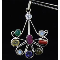 70ct Multi-Gem Pendant Super Sparkler With Sterling (JEW-1802)