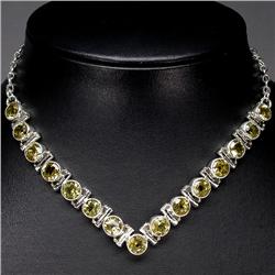 165.21ct Explode 7mm AAA Rich Yellow Citrine Sterling Necklace   (JEW-1851)