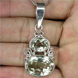40.05ct Dazzling Genuine Top Green Amethyst Sterling Pendant   (JEW-1858)