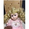 Image 2 : Porcelain Doll with Blonde Curly Hair and Pink Dress
