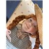 Image 2 : Porcelain Doll with Red Braids, Straw Hat, Plaid Dress