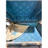 Image 3 : Green and Silver Metal-Bound Trunk with Blue Interior Lining