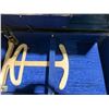 Image 3 : Wood and Metal Travel Trunk with Brass Hardware and Blue Interior