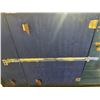 Image 4 : Wood and Metal Travel Trunk with Brass Hardware and Blue Interior