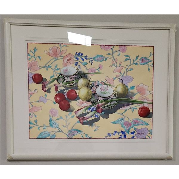 Willie Wong Original Watercolour Still Life Framed Under Glass, 40.5 x 33 in