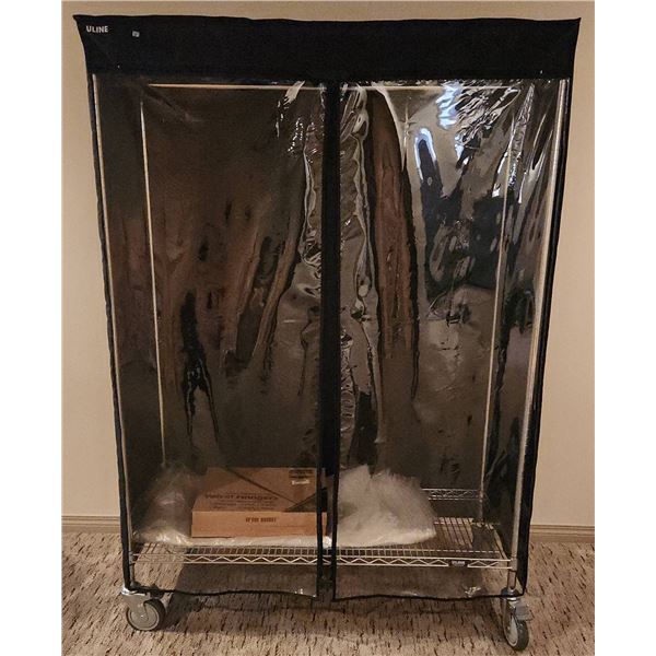 Uline Heavy Duty Rolling Garment Rack with Zippered Dust Cover and Velvet Hangers