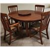 Image 1 : Oval Wooden Dining Table with Extension Leaves and Four Chairs