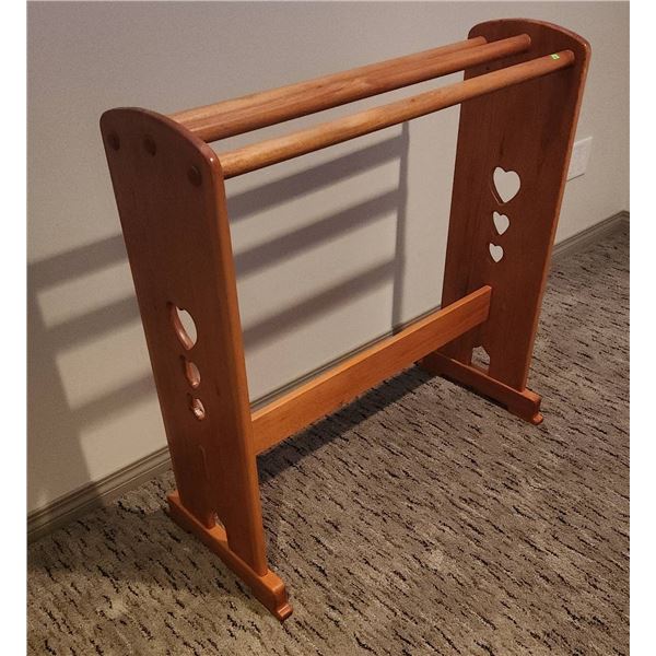 Hand Made Wooden Blanket Stand with Heart Motif