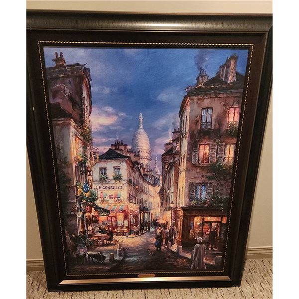 Framed Giclee "A Stroll in Montmartre" by Cao Yong, 195/425, 39" x 49" Framed