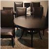 Image 1 : Dark Finish Dining Table With Two Leaves, Four Vinyl Chairs And Two Barstools