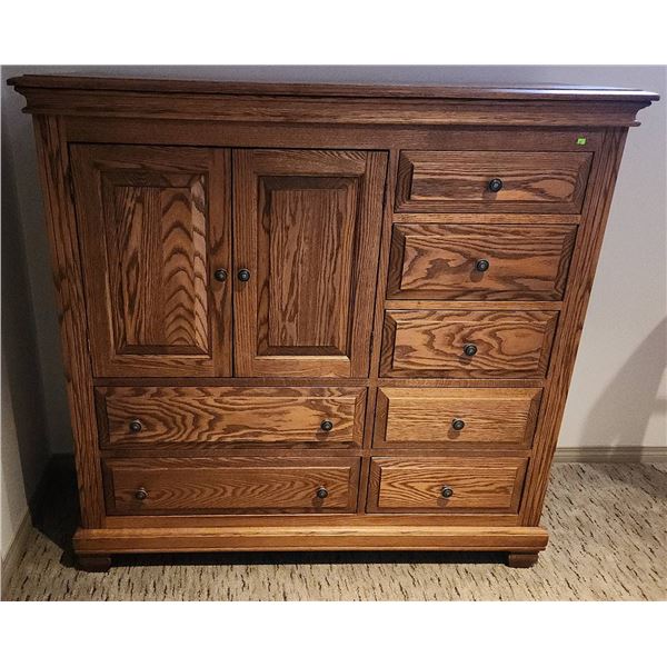 Newton Oak Storage Armoire with Drawers