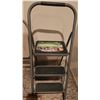 Image 3 : Two Folding Metal Chairs, Easy Reach 3-Step Highback Stool, Box of Assorted Hangers