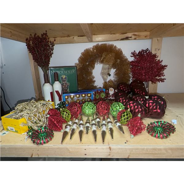 Christmas Decorations including Ornaments and Wreath