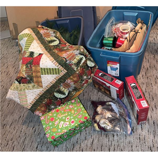 Christmas Wrapping and Decor With Storage Bins