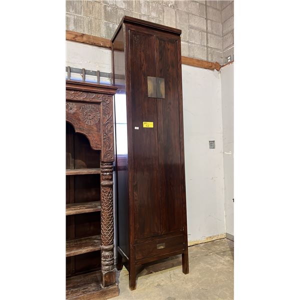 TALL 2-DOOR 1-DRAWER WOOD CABINET 25" X 18" X 98"