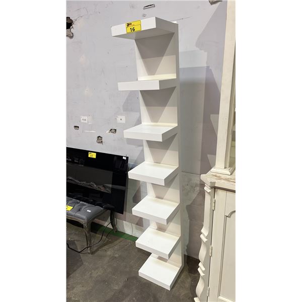 WALL-MOUNTED MODERN 7-TIER WOOD SHELVING UNIT 12" X 11" X 74"