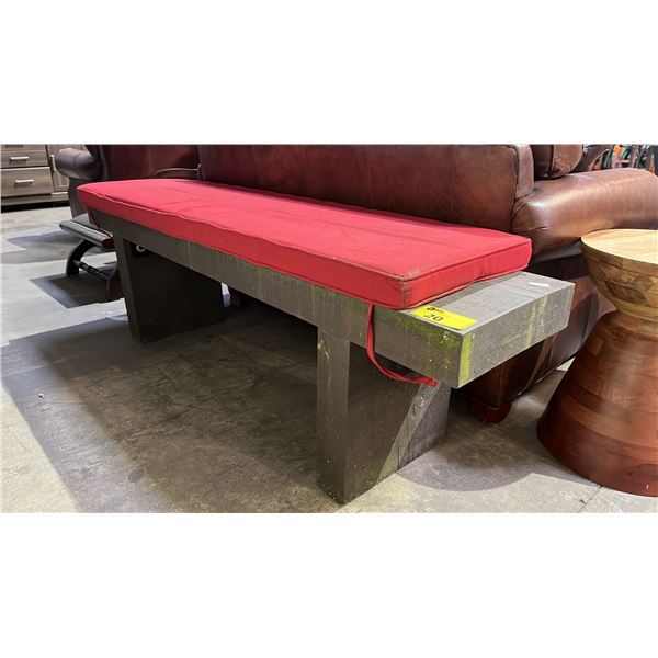 WOOD BENCH WITH CUSHION 72" X 15" X 21"