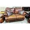 Image 3 : STUDDED LEATHER SOFA & LOVESEAT SET