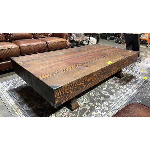 WOOD COFFEE TABLE 72" X 37" X 17" *VERY HEAVY*